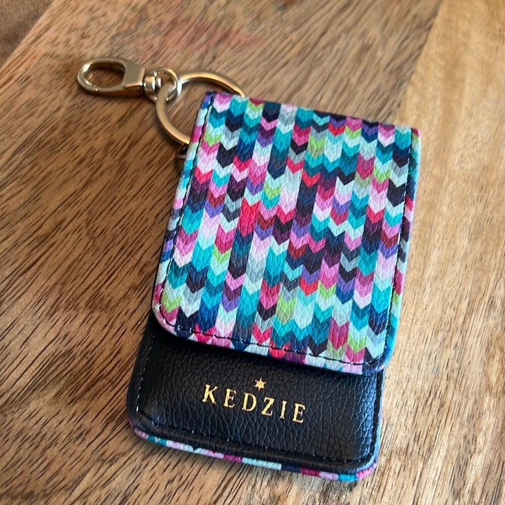 Kedzie “essentials only” wallet keychain multicolor chevron